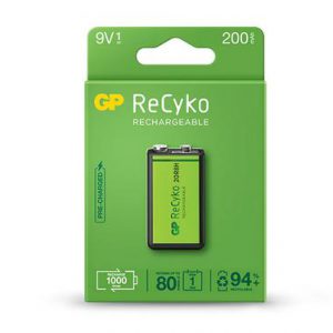 gp rechargeable battery recyko 9v 200 pack1