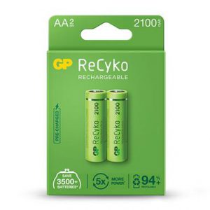 gp rechargeable battery recyko aa 2100 pack2
