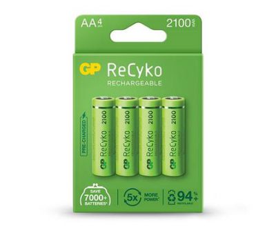gp rechargeable battery recyko aa 2100 pack4