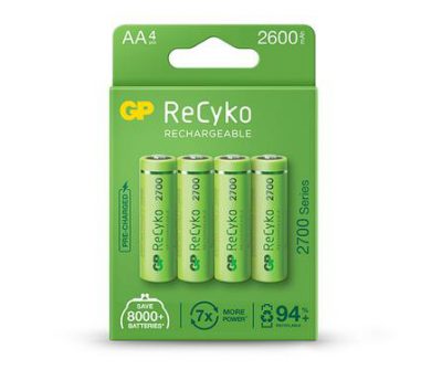 gp rechargeable battery recyko aa 2600 pack4