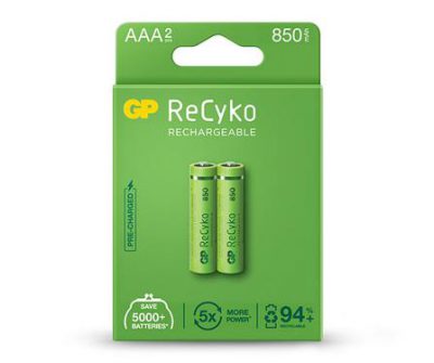 gp rechargeable battery recyko aaa 850 pack2