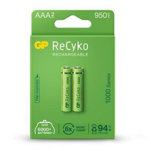 gp rechargeable battery recyko aaa 950 pack2