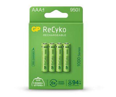 gp rechargeable battery recyko aaa 950 pack4