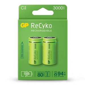 gp rechargeable battery recyko c 3000 pack2