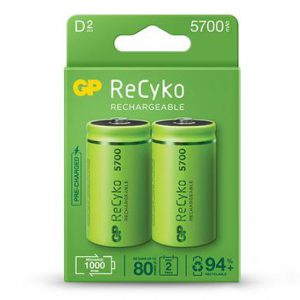 gp rechargeable battery recyko d 5700 pack2