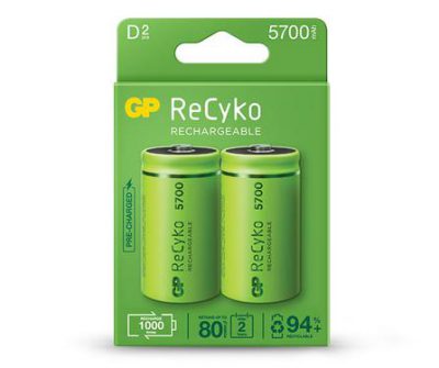 gp rechargeable battery recyko d 5700 pack2