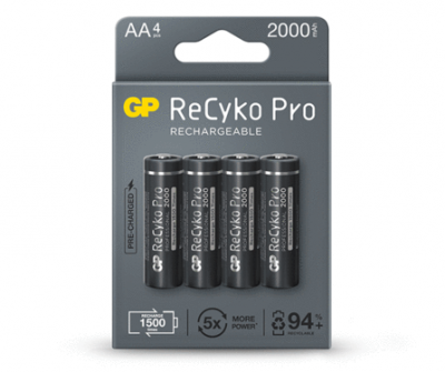 gp rechargeable battery recyko pro aa 2000 pack4