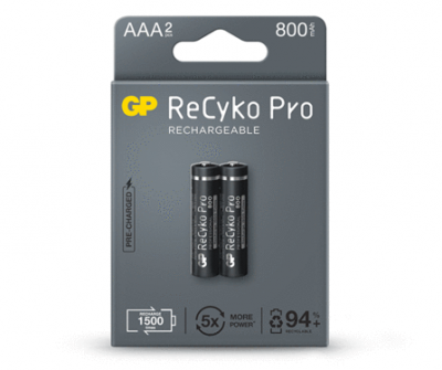 gp rechargeable battery recyko pro aaa 800 pack2