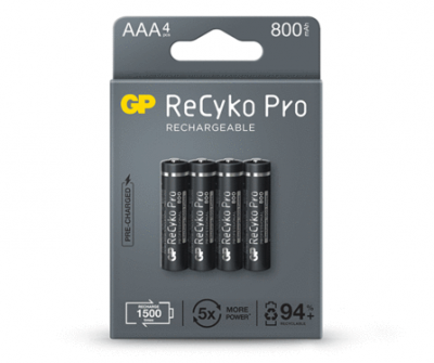 gp rechargeable battery recyko pro aaa 800 pack4
